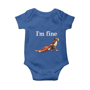 I’m Fine Funny Monkey Meme Baby Onesie Viral Punch Baby Monkey Relatable Cute Gift TS02 Royal Blue Print Your Wear