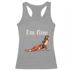 I’m Fine Funny Monkey Meme Racerback Tank Top Viral Punch Baby Monkey Relatable Cute Gift TS02 Sport Gray Print Your Wear
