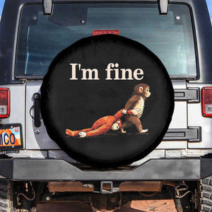 I’m Fine Funny Monkey Meme Spare Tire Cover Viral Punch Baby Monkey Relatable Cute Gift TS02 No hole Black Print Your Wear
