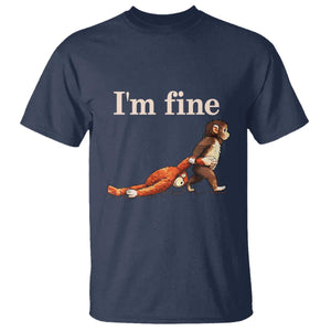 I’m Fine Funny Monkey Meme T Shirt Viral Punch Baby Monkey Relatable Cute Gift TS02 Navy Print Your Wear