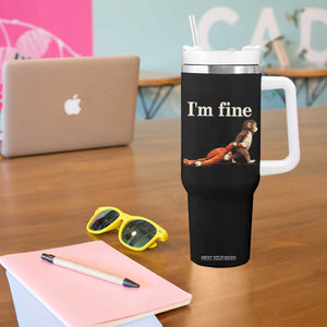 I’m Fine Funny Monkey Meme Tumbler With Handle Viral Punch Baby Monkey Relatable Cute Gift TS02 Print Your Wear