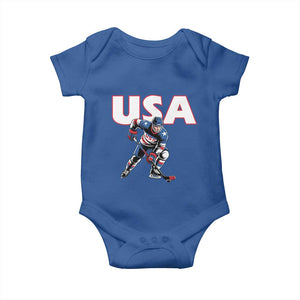 USA Ice Hockey Player Patriotic Graphic Baby Onesie Red White and Blue American Sports Fan TS02 Royal Blue Print Your Wear