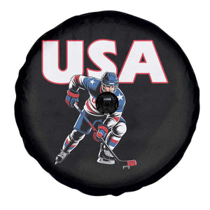 USA Ice Hockey Player Patriotic Graphic Spare Tire Cover Red White and Blue American Sports Fan TS02 Print Your Wear