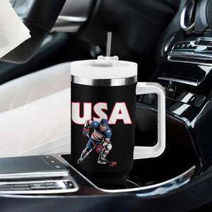 USA Ice Hockey Player Patriotic Graphic Tumbler With Handle Red White and Blue American Sports Fan TS02 Print Your Wear