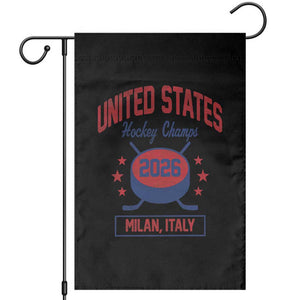 United States Hockey Champs 2026 Milan Italy Garden Flag Patriotic USA Gold Medal Winter Games Fan TS02 Black Print Your Wear