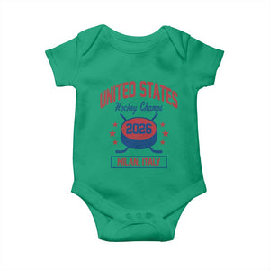 United States Hockey Champs 2026 Milan Italy Baby Onesie Patriotic USA Gold Medal Winter Games Fan TS02 Irish Green Print Your Wear