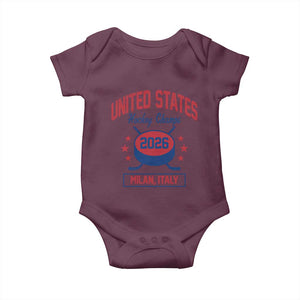 United States Hockey Champs 2026 Milan Italy Baby Onesie Patriotic USA Gold Medal Winter Games Fan TS02 Maroon Print Your Wear