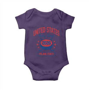 United States Hockey Champs 2026 Milan Italy Baby Onesie Patriotic USA Gold Medal Winter Games Fan TS02 Purple Print Your Wear