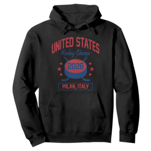 United States Hockey Champs 2026 Milan Italy Hoodie Patriotic USA Gold Medal Winter Games Fan TS02 Black Print Your Wear
