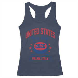 United States Hockey Champs 2026 Milan Italy Racerback Tank Top Patriotic USA Gold Medal Winter Games Fan TS02 Navy Print Your Wear