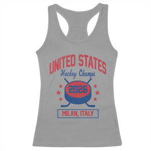 United States Hockey Champs 2026 Milan Italy Racerback Tank Top Patriotic USA Gold Medal Winter Games Fan TS02 Sport Gray Print Your Wear
