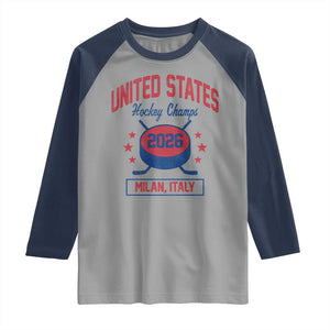 United States Hockey Champs 2026 Milan Italy Raglan Shirt Patriotic USA Gold Medal Winter Games Fan TS02 Sport Gray Navy Print Your Wear