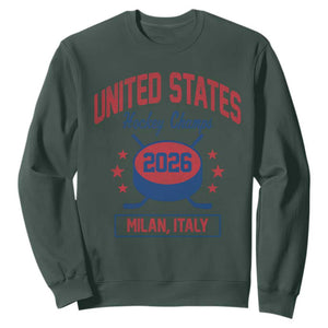 United States Hockey Champs 2026 Milan Italy Sweatshirt Patriotic USA Gold Medal Winter Games Fan TS02 Dark Forest Green Print Your Wear