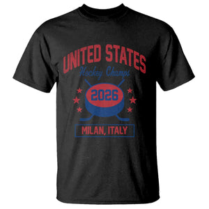 United States Hockey Champs 2026 Milan Italy T Shirt Patriotic USA Gold Medal Winter Games Fan TS02 Black Print Your Wear