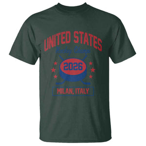 United States Hockey Champs 2026 Milan Italy T Shirt Patriotic USA Gold Medal Winter Games Fan TS02 Dark Forest Green Print Your Wear