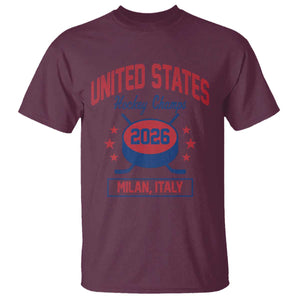 United States Hockey Champs 2026 Milan Italy T Shirt Patriotic USA Gold Medal Winter Games Fan TS02 Maroon Print Your Wear