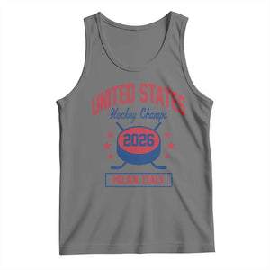 United States Hockey Champs 2026 Milan Italy Tank Top Patriotic USA Gold Medal Winter Games Fan TS02 Black Heather Print Your Wear