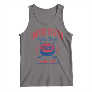 United States Hockey Champs 2026 Milan Italy Tank Top Patriotic USA Gold Medal Winter Games Fan TS02 Deep Heather Print Your Wear