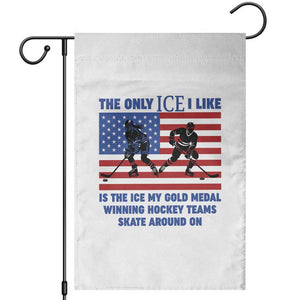 USA Gold Medal Hockey Patriotic American Flag Garden Flag The Only Ice I Like Champions TS02 White Print Your Wear