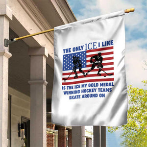 USA Gold Medal Hockey Patriotic American Flag Garden Flag The Only Ice I Like Champions TS02 Print Your Wear