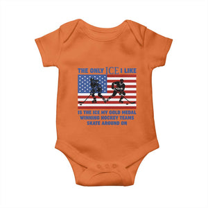 USA Gold Medal Hockey Patriotic American Flag Baby Onesie The Only Ice I Like Champions TS02 Orange Print Your Wear