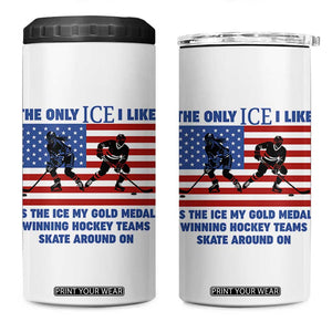 USA Gold Medal Hockey Patriotic American Flag 4 in 1 Can Cooler Tumbler The Only Ice I Like Champions TS02 One Size: 16 oz White Print Your Wear