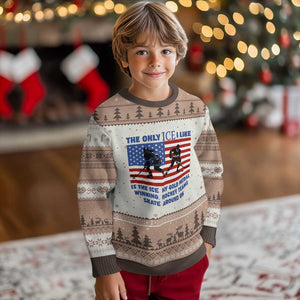 USA Gold Medal Hockey Patriotic American Flag Ugly Christmas Sweater The Only Ice I Like Champions TS02 Mocha Mousse Print Your Wear