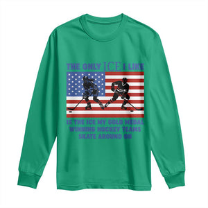 USA Gold Medal Hockey Patriotic American Flag Long Sleeve Shirt The Only Ice I Like Champions TS02 Irish Green Print Your Wear