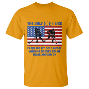 USA Gold Medal Hockey Patriotic American Flag T Shirt The Only Ice I Like Champions