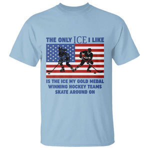 USA Gold Medal Hockey Patriotic American Flag T Shirt The Only Ice I Like Champions TS02 Light Blue Print Your Wear