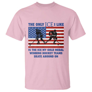 USA Gold Medal Hockey Patriotic American Flag T Shirt The Only Ice I Like Champions TS02 Light Pink Print Your Wear