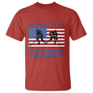 USA Gold Medal Hockey Patriotic American Flag T Shirt The Only Ice I Like Champions