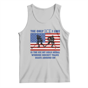 USA Gold Medal Hockey Patriotic American Flag Tank Top The Only Ice I Like Champions TS02 Ash Print Your Wear