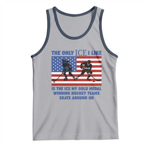 USA Gold Medal Hockey Patriotic American Flag Tank Top The Only Ice I Like Champions TS02 Athletic Heather Navy Print Your Wear