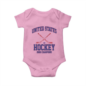 United States Hockey 2026 Champions Baby Onesie Patriotic USA Ice Hockey Victory Fan TS02 Light Pink Print Your Wear