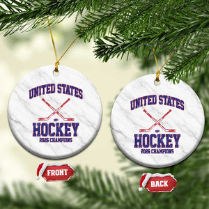 United States Hockey 2026 Champions Ceramic Ornament Patriotic USA Ice Hockey Victory Fan TS02 1pc White Marble Print Your Wear