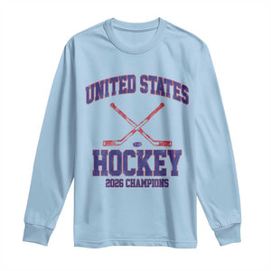 United States Hockey 2026 Champions Long Sleeve Shirt Patriotic USA Ice Hockey Victory Fan TS02 Light Blue Print Your Wear