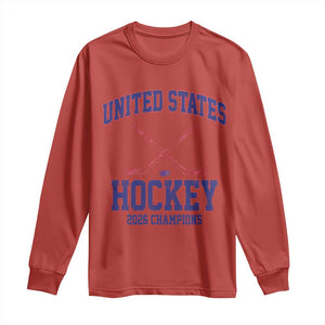 United States Hockey 2026 Champions Long Sleeve Shirt Patriotic USA Ice Hockey Victory Fan TS02 S Red Print Your Wear