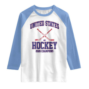 United States Hockey 2026 Champions Raglan Shirt Patriotic USA Ice Hockey Victory Fan TS02 White Carolina Blue Print Your Wear