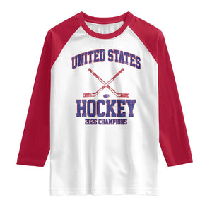 United States Hockey 2026 Champions Raglan Shirt Patriotic USA Ice Hockey Victory Fan TS02 White Red Print Your Wear