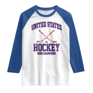 United States Hockey 2026 Champions Raglan Shirt Patriotic USA Ice Hockey Victory Fan TS02 White Royal Print Your Wear