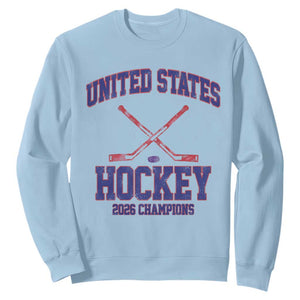 United States Hockey 2026 Champions Sweatshirt Patriotic USA Ice Hockey Victory Fan TS02 Light Blue Print Your Wear