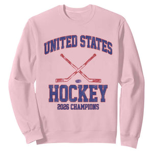 United States Hockey 2026 Champions Sweatshirt Patriotic USA Ice Hockey Victory Fan TS02 Light Pink Print Your Wear