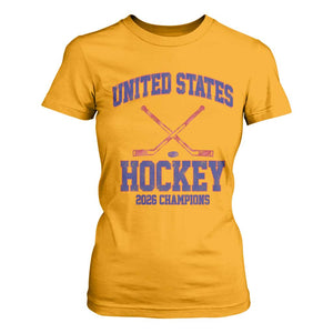 United States Hockey 2026 Champions T Shirt For Women Patriotic USA Ice Hockey Victory Fan TS02 Gold Print Your Wear