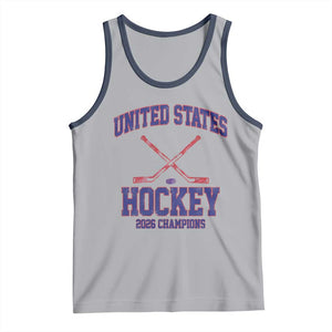 United States Hockey 2026 Champions Tank Top Patriotic USA Ice Hockey Victory Fan TS02 Athletic Heather Navy Print Your Wear