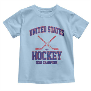 United States Hockey 2026 Champions Toddler T Shirt Patriotic USA Ice Hockey Victory Fan TS02 Light Blue Print Your Wear
