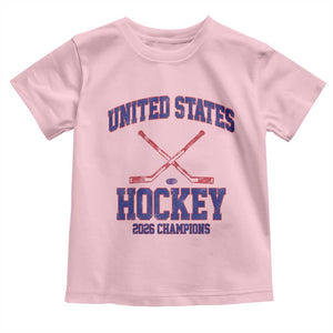 United States Hockey 2026 Champions Toddler T Shirt Patriotic USA Ice Hockey Victory Fan TS02 Light Pink Print Your Wear