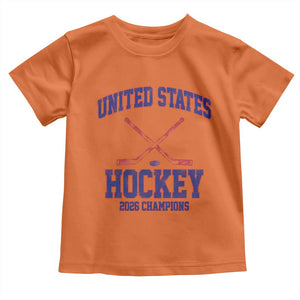 United States Hockey 2026 Champions Toddler T Shirt Patriotic USA Ice Hockey Victory Fan TS02 Orange Print Your Wear