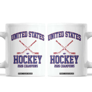 United States Hockey 2026 Champions Coffee Mug Patriotic USA Ice Hockey Victory Fan TS02 White Print Your Wear