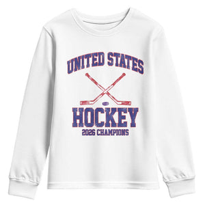 United States Hockey 2026 Champions Youth Sweatshirt Patriotic USA Ice Hockey Victory Fan TS02 White Print Your Wear